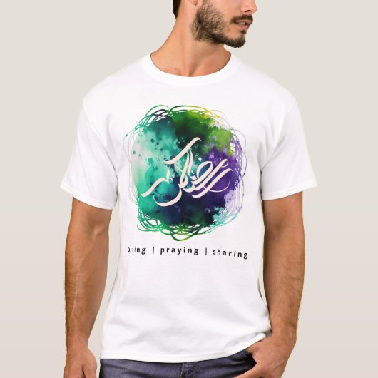 RAMADAN Calligrafie in Abstracte Waterverf T-Shirt (Voorkant)