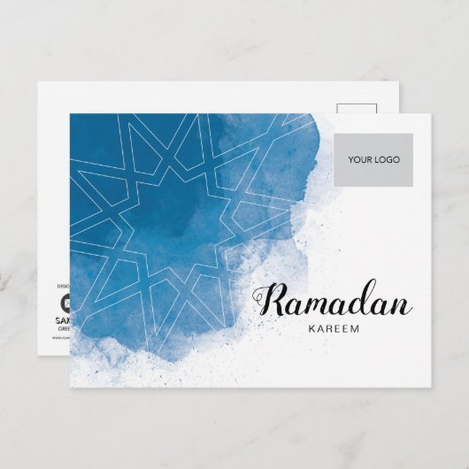 Ramadan Corporate Briefkaart - Blue (Voorkant / Achterkant)