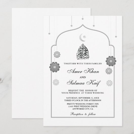 Ramadan Crescent Molim Wedding Invitations Kaart (Voorkant / Achterkant)