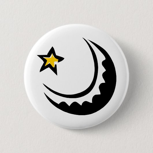 Ramadan Crescent Moon en Star Swoosh Ronde Button 5,7 Cm (Voorkant)