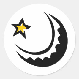 Ramadan Crescent Moon en Star Swoosh Ronde Sticker