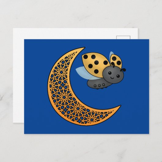Ramadan Crescent Moon Ladybug Briefkaart (Voorkant / Achterkant)