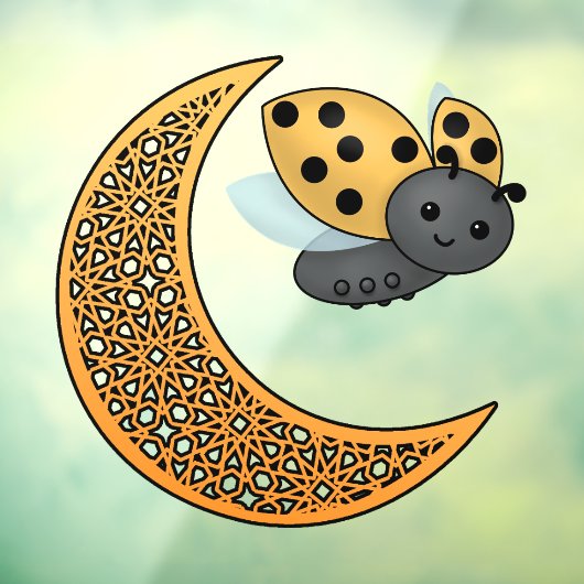 Ramadan Crescent Moon Ladybug Raamsticker (Vel 3)