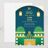 Ramadan Cute Moskee Gouden Calligrafie Iftar Feest Kaart (Voorkant / Achterkant)
