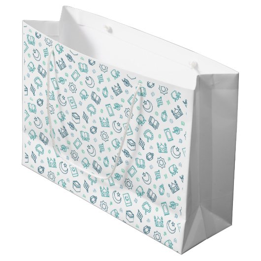 Ramadan Doodles Gift Bag Groot Cadeauzakje (Voorkant Gekanteld)