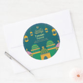 Ramadan | Eid Mubarak Gouden Kalligrafie Greenblu Ronde Sticker (Envelop)