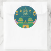 Ramadan | Eid Mubarak Gouden Kalligrafie Greenblu Ronde Sticker (Tas)