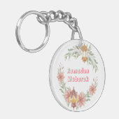 ramadan | Eid Mubarak Schattigee bloemenkranslamp Sleutelhanger (Voorkant Links)