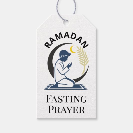 Ramadan Fasting Prayer Man Islamic Vector Graphic  Cadeaulabel (Voorkant)