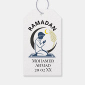 Ramadan Fasting Prayer Man Islamic Vector Graphic  Cadeaulabel (Achterkant)