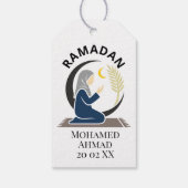Ramadan Fasting Prayer Woman Hijab Islamic Graphic Cadeaulabel (Achterkant)