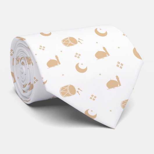 Ramadan Happy Eid White beige Stropdas (Opgerold)