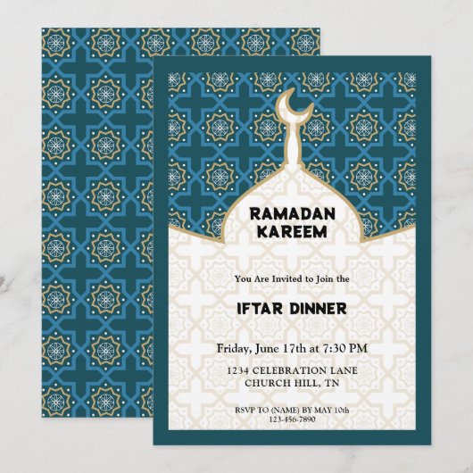 Ramadan iftar Dinner-uitnodiging Kaart (Voorkant / Achterkant)
