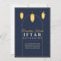 Ramadan Iftar-feest uitnodiging Navy Gouden Lantaa