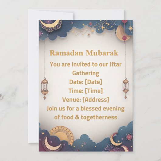 Ramadan Iftar Uitnodiging | Elegante Islamitische (Voorkant)