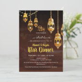 Ramadan Iftar-uitnodiging in bruin en goud Kaart (Staand voorkant)