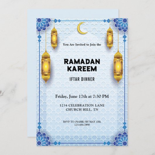Ramadan iftar-uitnodiging kaart (Voorkant / Achterkant)