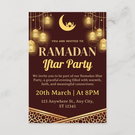 Ramadan Iftar uitnodigingskaart Kaart (Voorkant)