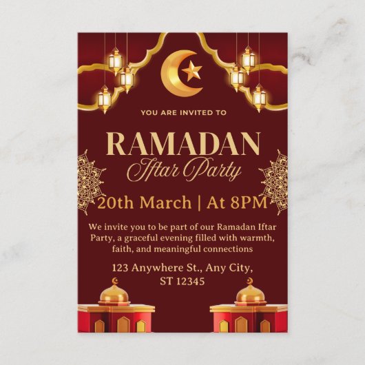 Ramadan Iftar uitnodigingskaart Kaart (Voorkant)