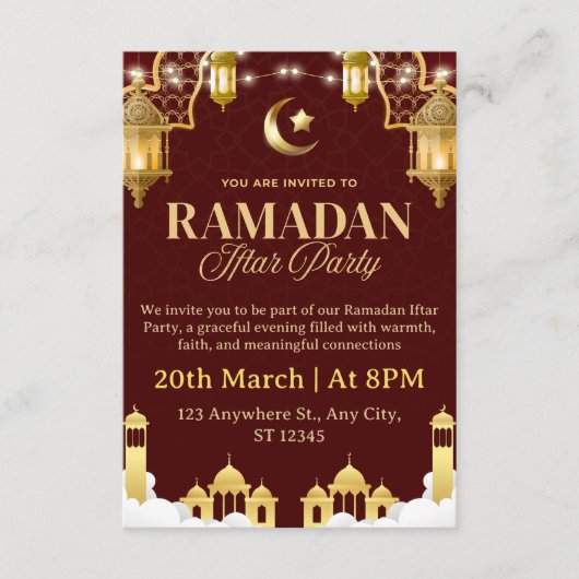 Ramadan Iftar uitnodigingskaart Kaart (Voorkant)