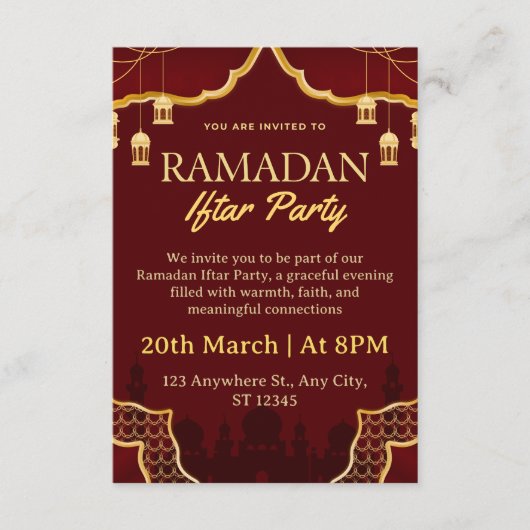 Ramadan Iftar uitnodigingskaart Kaart (Voorkant)