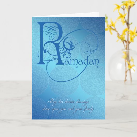 ramadan kaartblauw kaart (Gele Bloem)