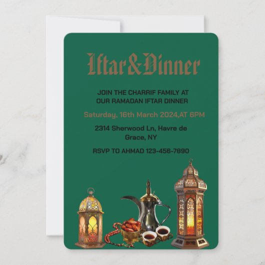Ramadan Kareem 2025 Iftar dinerfeest Kaart (Voorkant)