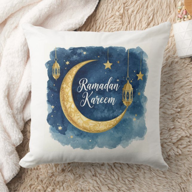 Ramadan Kareem Blauwe Maan Kussen (Deken)