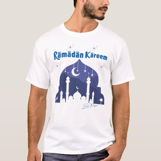 Ramadan Kareem Blauwe Moskee T-shirt (Voorkant)