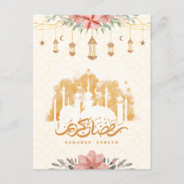 Ramadan Kareem Bloemen Waterverf Lantaarns Briefkaart