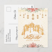 Ramadan Kareem Bloemen Waterverf Lantaarns Briefkaart (Voorkant / Achterkant)