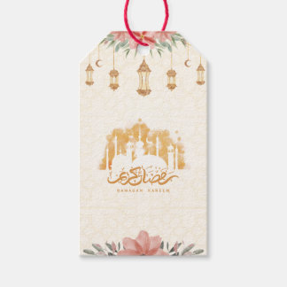 Ramadan Kareem Bloemen Waterverf Lantaarns Cadeaulabel