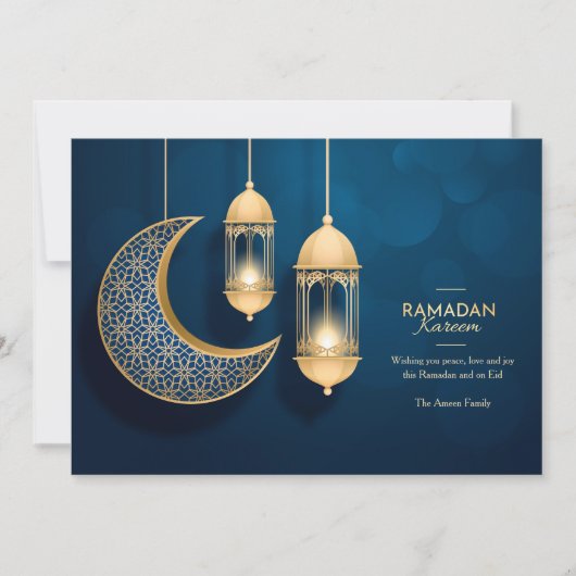 Ramadan Kareem Blue en Gold Kaart (Voorkant)