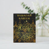 Ramadan Kareem briefkaart gold voor zwart goud (Staand voorkant)