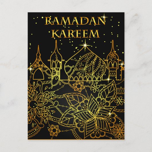 Ramadan Kareem briefkaart gold voor zwart goud (Voorkant)
