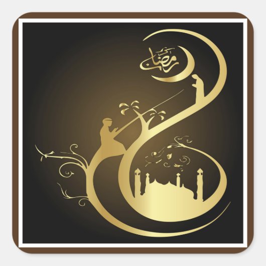 Ramadan Kareem Calligrafie Vierkante Sticker (Voorkant)