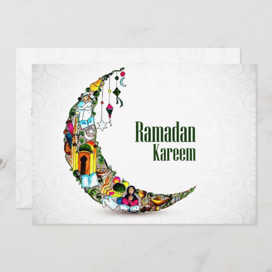 Ramadan Kareem Colorful Crescent Feestdagenkaart (Voorkant / Achterkant)