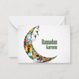 Ramadan Kareem Colorful Crescent Notitiekaartje