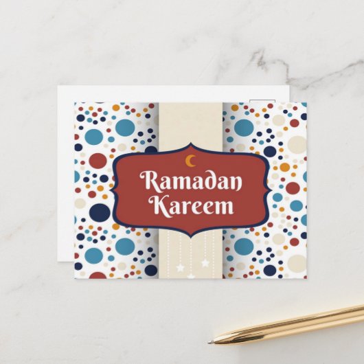 Ramadan Kareem Crescent Briefkaart (Voorkant / Achterkant in situ)
