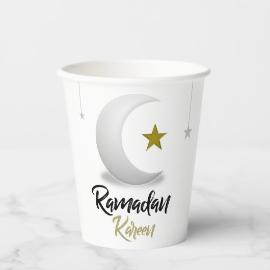 Ramadan Kareem Crescent Design - Islamitische Muba Papieren Bekers (Voorkant)