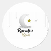 Ramadan Kareem Crescent Design - Islamitische Muba Ronde Sticker (Voorkant)