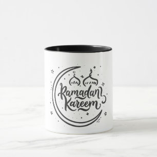 Ramadan Kareem Crescent Moon gezien vasten Mok