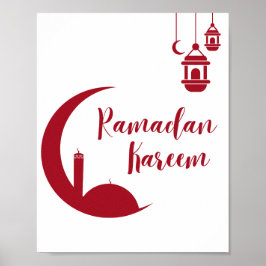 Ramadan Kareem Crescent Moon & Lantern Wall Print