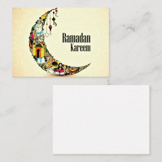 Ramadan Kareem Crescent Notitiekaartje (Voorkant / Achterkant)
