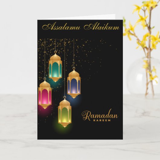 Ramadan Kareem & Eid Mubarak  Aangepaste Groet Kaart (Gele Bloem)