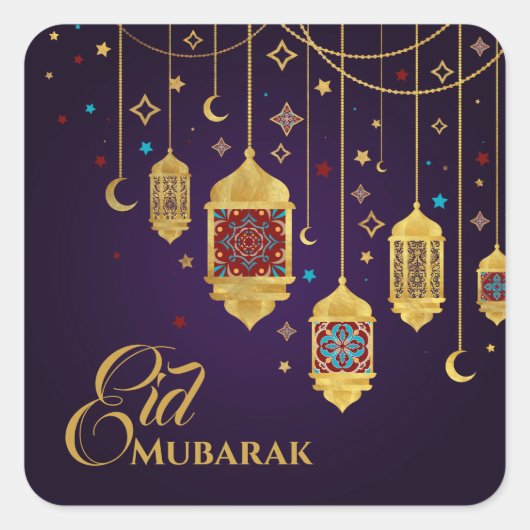Ramadan Kareem - Eid Mubarak - Happy Eid Vierkante Sticker (Voorkant)