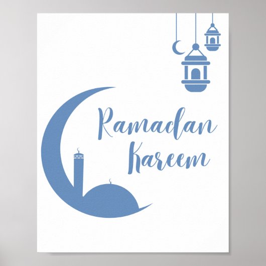  Ramadan Kareem Elegant Crescent & Lantern Wall Pr Poster (Voorkant)