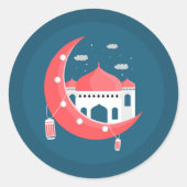 Ramadan Kareem Elegant Islamic Crescent Design Ronde Sticker (Voorkant)