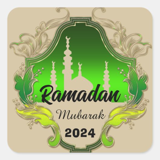 Ramadan Kareem gepersonaliseerd jaar 2026 Vierkante Sticker (Voorkant)