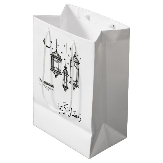 Ramadan Kareem Gift Bag - Groot, glanzend Medium Cadeauzakje (Voorkant Gekanteld)